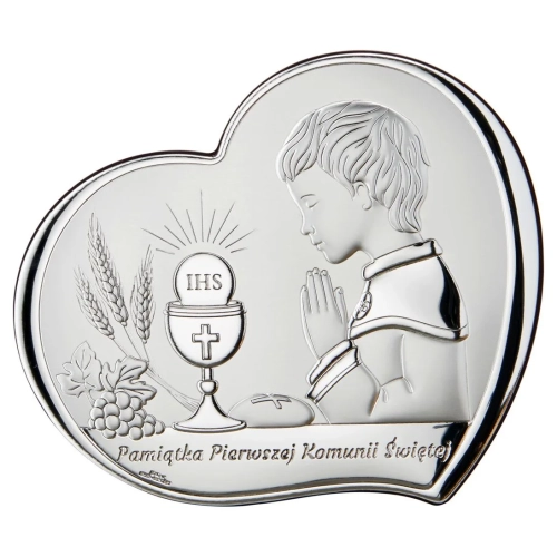 Obrazek Serce – Pamiątka I Komunii Świętej dla chłopca(17.5x15 cm)