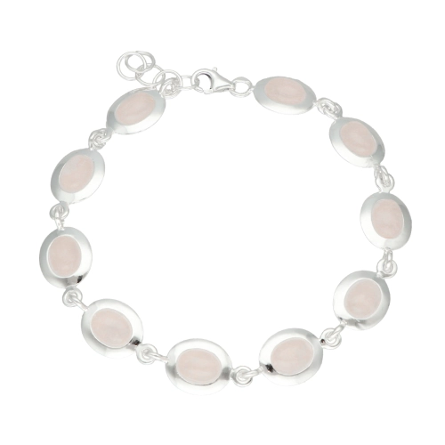 Bransoletka z różowym owalnym kwarcem srebro