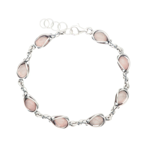 Bransoletka z różowym kwarcem srebro oksydowane