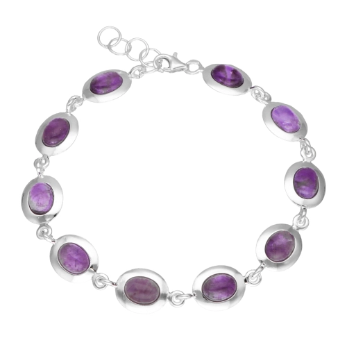 Bransoletka z  owalnym ametystem srebro