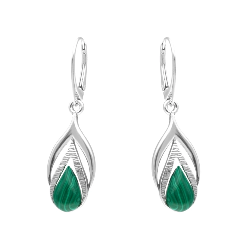 Kolczyki z malachitem srebro oksydowane