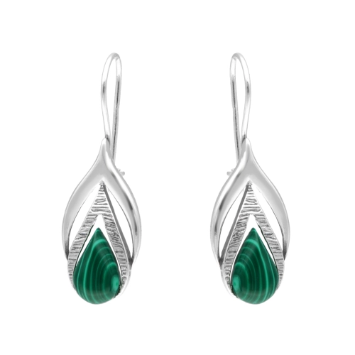 Kolczyki z malachitem srebro oksydowane