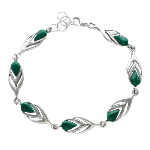 Bransoletka z malachitem srebro oksydowane