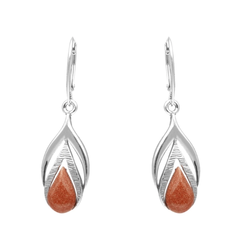 Kolczyki z Piaskiem Pustyni srebro oksydowane