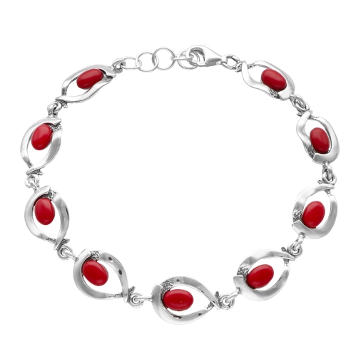 Bransoletka z koralem srebro