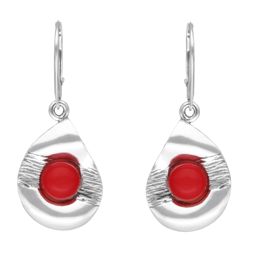 Kolczyki z koralem srebro oksydowane