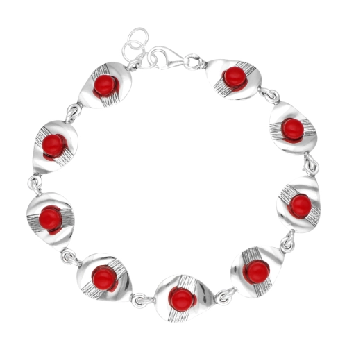 Bransoletka z koralem srebro oksydowane