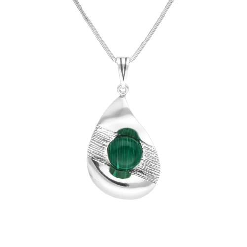 Wisior z malachitem srebro oksydowane