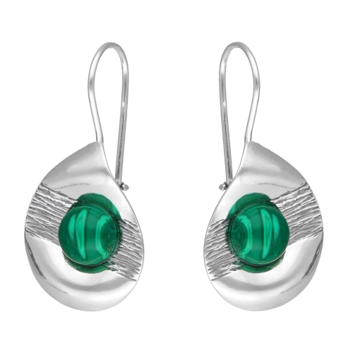 Kolczyki z malachitem srebro oksydowane