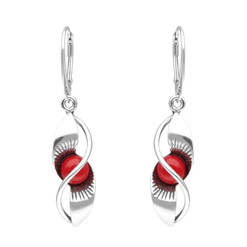 Kolczyki z koralem srebro oksydowane