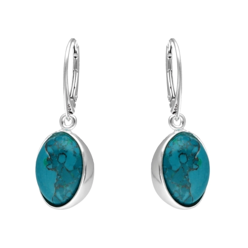 Kolczyki owalne z chryzokolą srebro