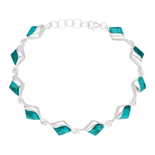 Bransoletka romby z chryzokolą srebro