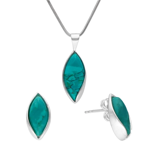 Komplet łezki z chryzokolą srebro