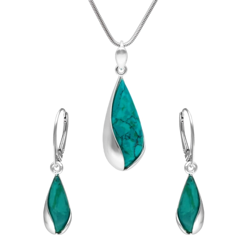 Komplet z chryzokolą srebro