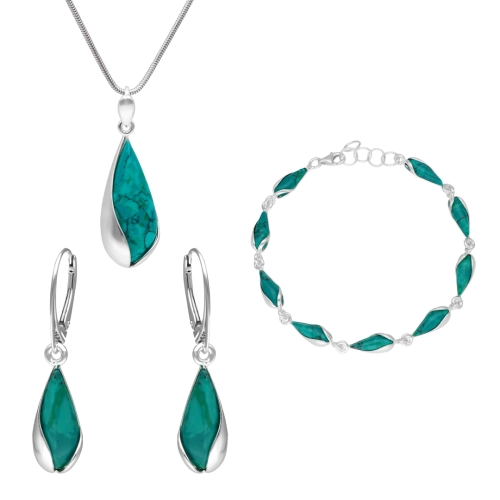 Komplet z chryzokolą srebro