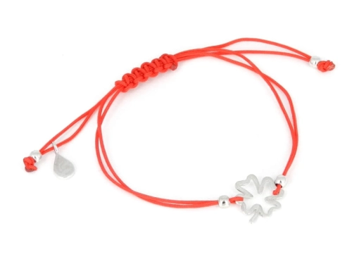 Bransoletka sznurkowa czerwona koniczynka