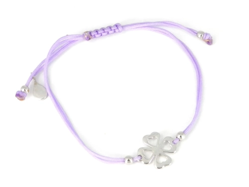 Bransoletka sznurkowa koniczynka fioletowa