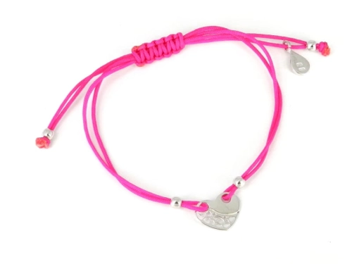 Bransoletka sznurkowa serce amarantowa