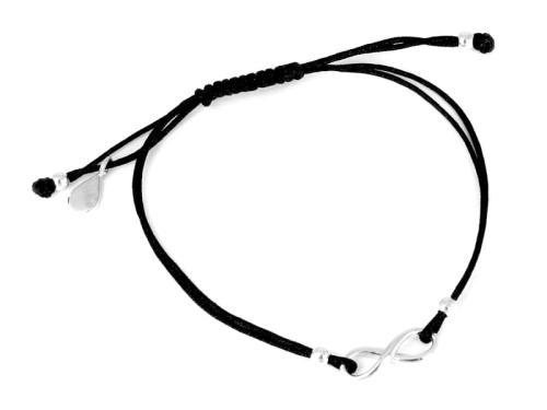 Bransoletka sznurkowa nieskończoność infinity mała czarna