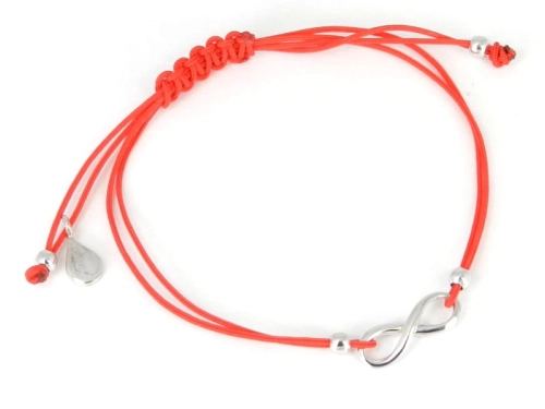 Bransoletka sznurkowa nieskończoność infinity mała czerwona