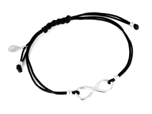 Bransoletka sznurkowa nieskończoność infinity duża czarna