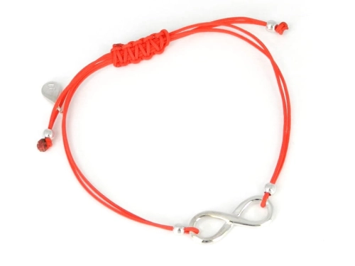 Bransoletka sznurkowa nieskończoność infinity duża czerwona