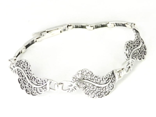 Bransoletka liść ażurowa srebro