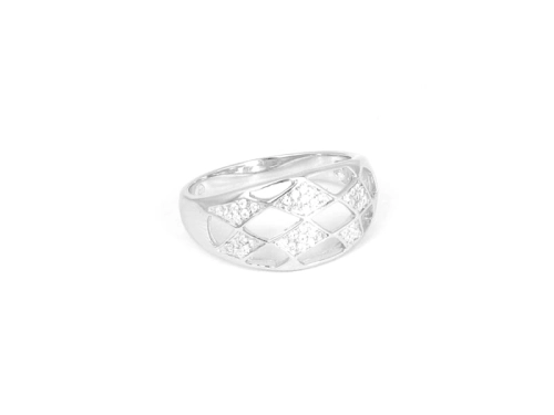 Pierścionek z cyrkoniami srebro rodowane 