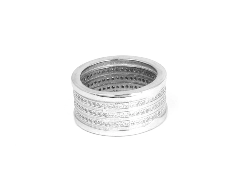 Pierścionek z cyrkoniami srebro rodowane 