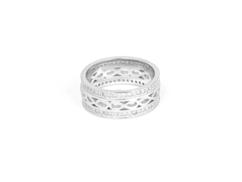 Pierścionek z cyrkoniami srebro rodowane znak nieskończoności 