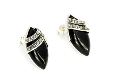 Kolczyki z markazytami i onyksem