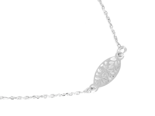 Naszyjnik celebrytka z ażurowym listkiem 