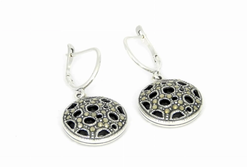 Kolczyki z onyksem i markazytami