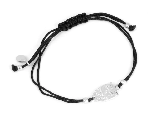 Bransoletka sznurkowa sowa czarna