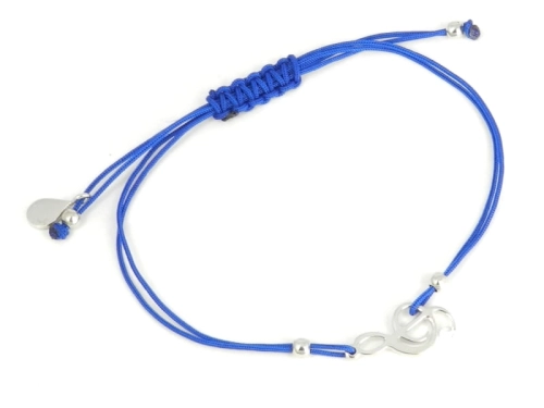 Bransoletka sznurkowa nutka niebieska srebro 