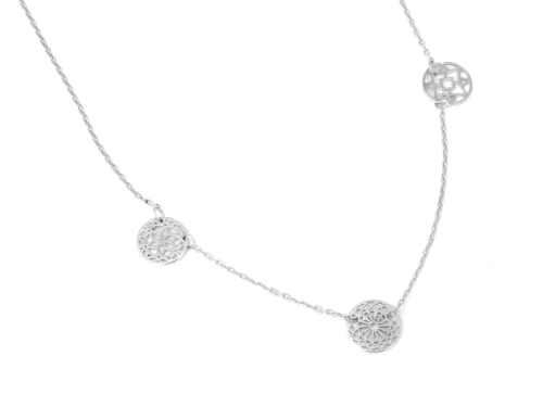 Naszyjnik celebrytka potrójny koła ażurowe 