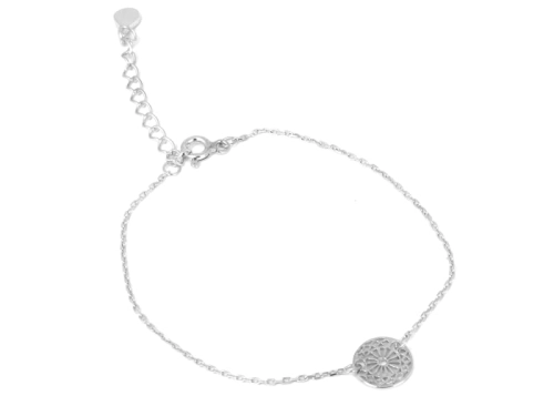 Bransoletka kółko ażurowe srebro rodowane 