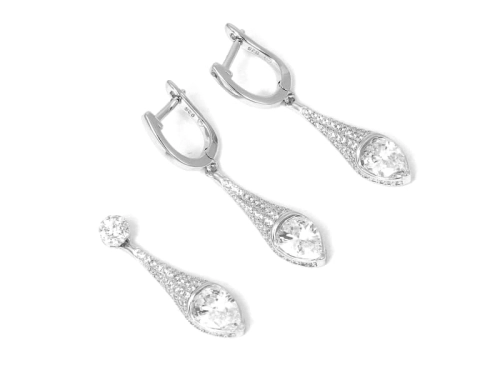 Komplet z białymi cyrkoniami 
