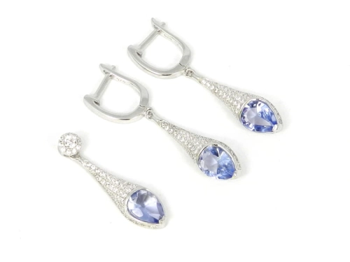 Komplet z fioletową cyrkonią 