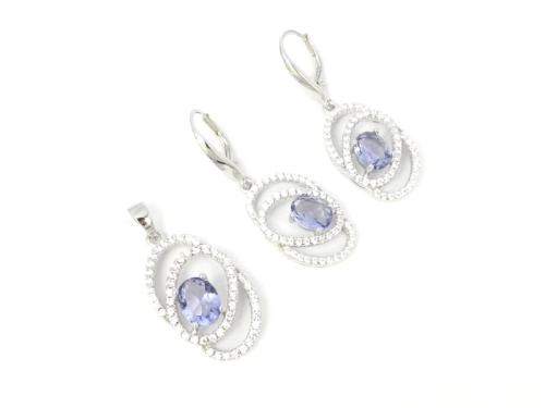 Komplet z fioletową cyrkonią