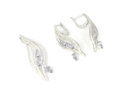 Komplet z fioletową cyrkonią 