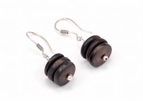 Kolczyki z drewnem srebrne 