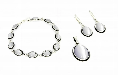 Komplet z uleksytem srebro oksydowane