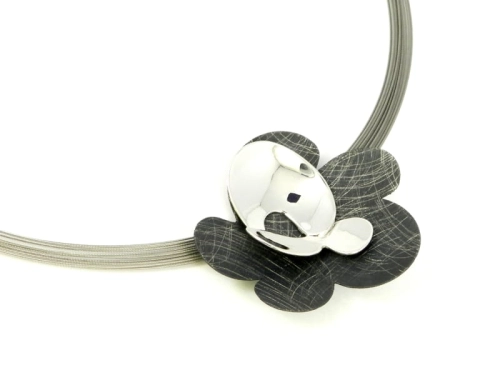 Naszyjnik kwiat srebro oksydowane 