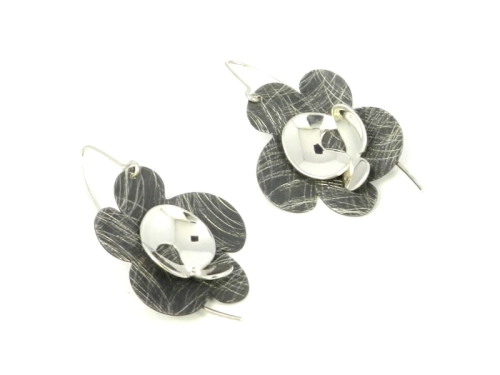 Kolczyki kwiat srebro oksydowane 