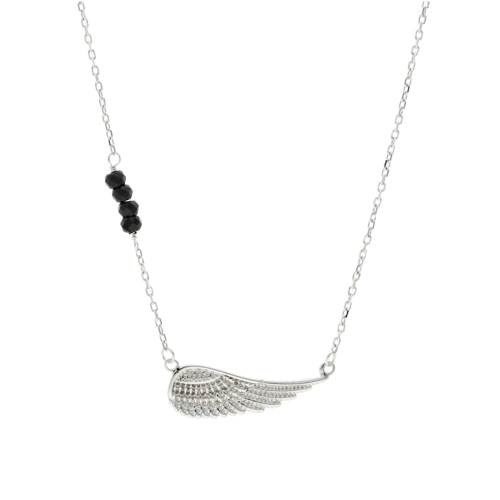 Naszyjnik skrzydło anioła z onyksami 