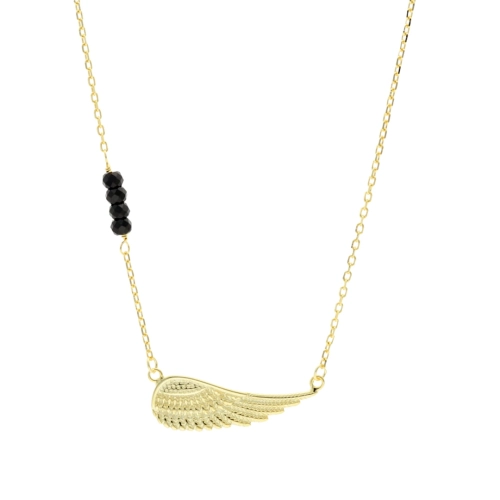 Naszyjnik skrzydło anioła z onyksami 