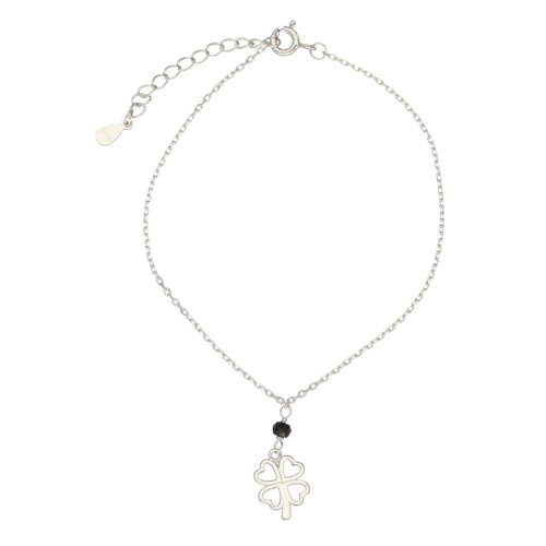 Bransoletka koniczynka z onyksem srebro rodowane