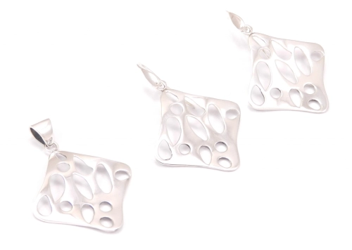 Kwadratowy komplet gładkie srebro