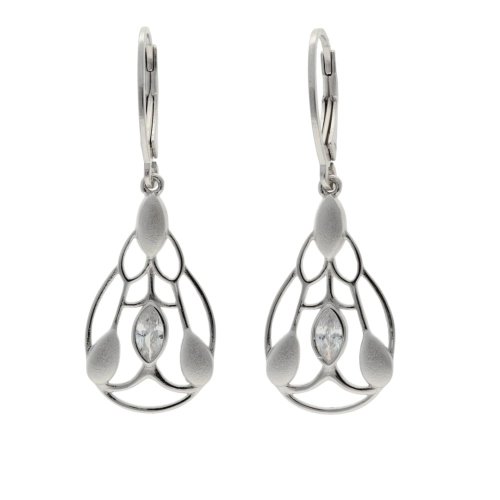 Kolczyki z cyrkoniami srebro satynowane